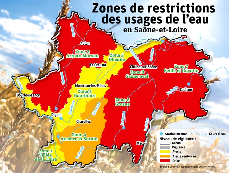 carte des zones de sécheresse